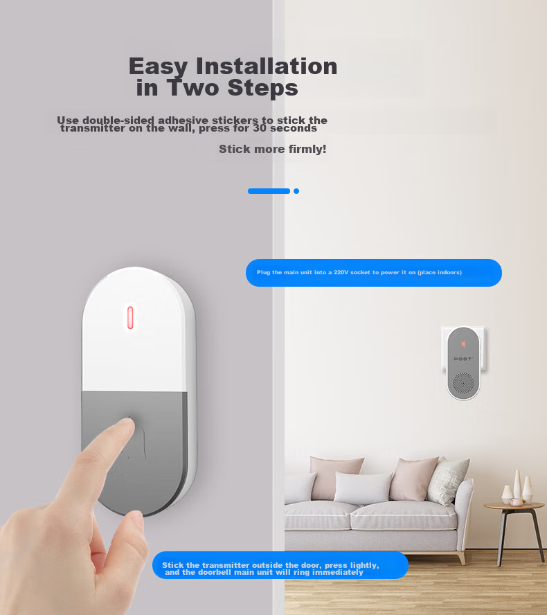 PGST Wireless Home Smart Doorbell with Long-Range Electronic Remote Control for Two Doors, Elderly And Patient Call Butto 10