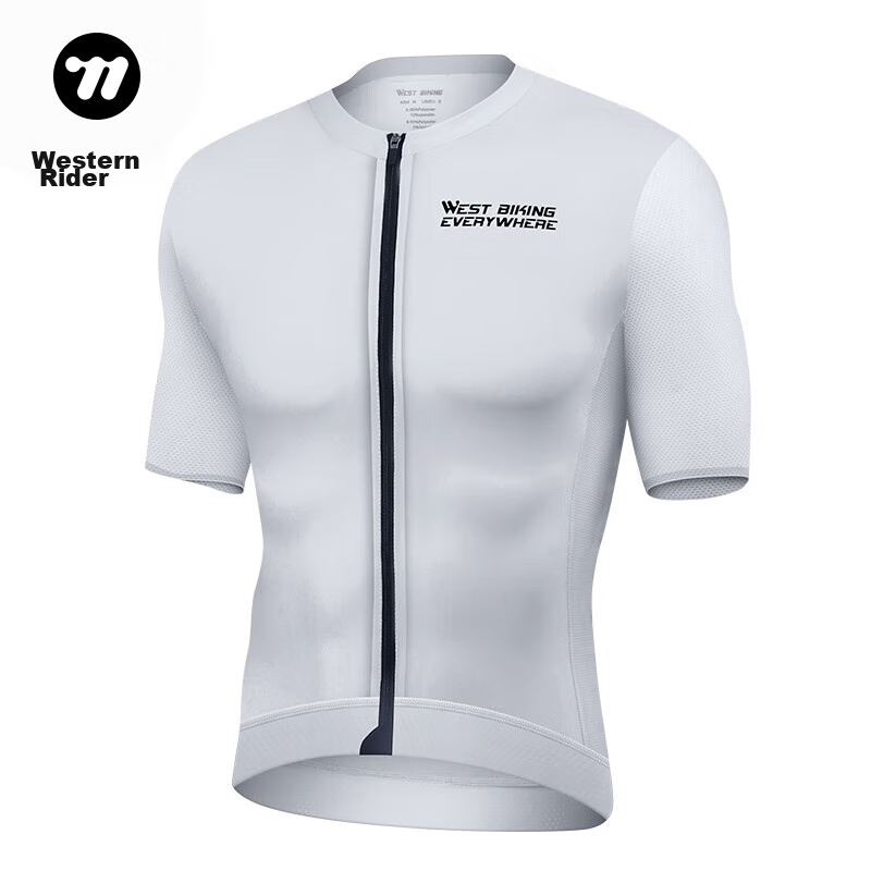 WestBiking Summer Cycling Jersey Short Sleeve Top, White, Size L