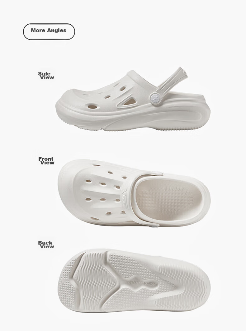 XTEP Men's Perforated Shoes, Autumn Slippers for Men, New Style Youth Beach Shoes, Sports Sandals for Men, A457 White, Size 44-45 12