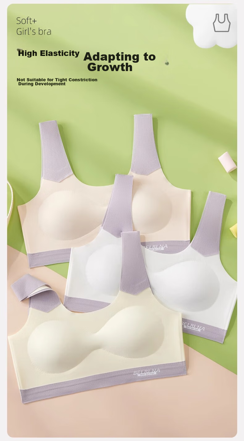 FitonTon, 2-Piece Set, Teenage Girl Underwear, for Middle And High School Students in Puberty, Seamless Summer Bra, Girls' Sports Bralette with Anti-Shock Desig 13