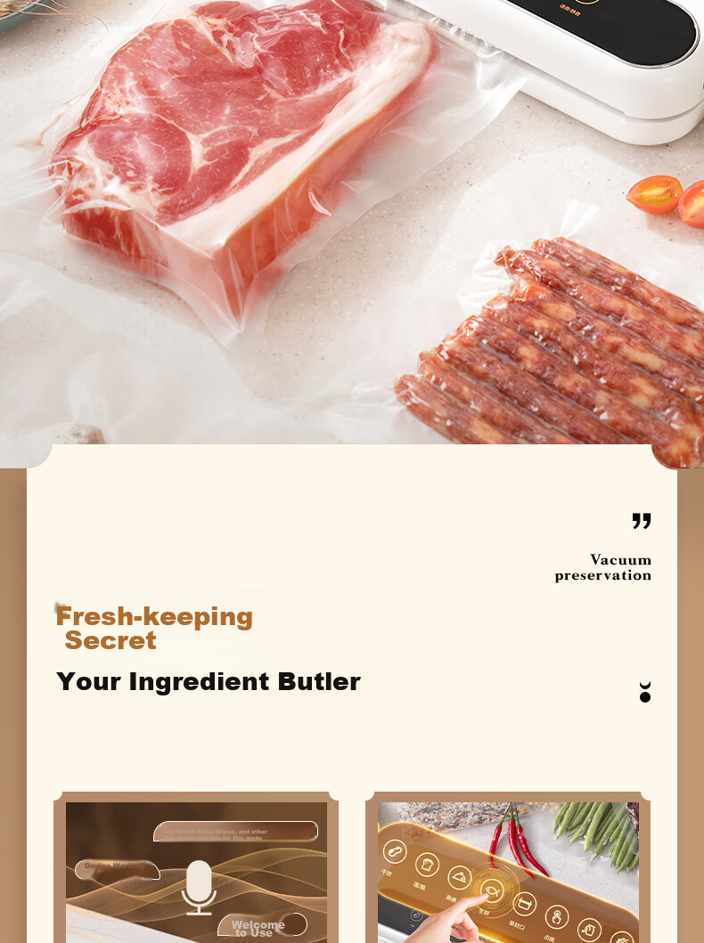 Deli Small Vacuum Sealer Machine for Home And Commercial Use, Automatic Food Sealing Machine, Dual-Purpose Dry And Wet Vacuum Sealer for Sausages, Cured Meat, Fresh Food Preservation And Packaging 2