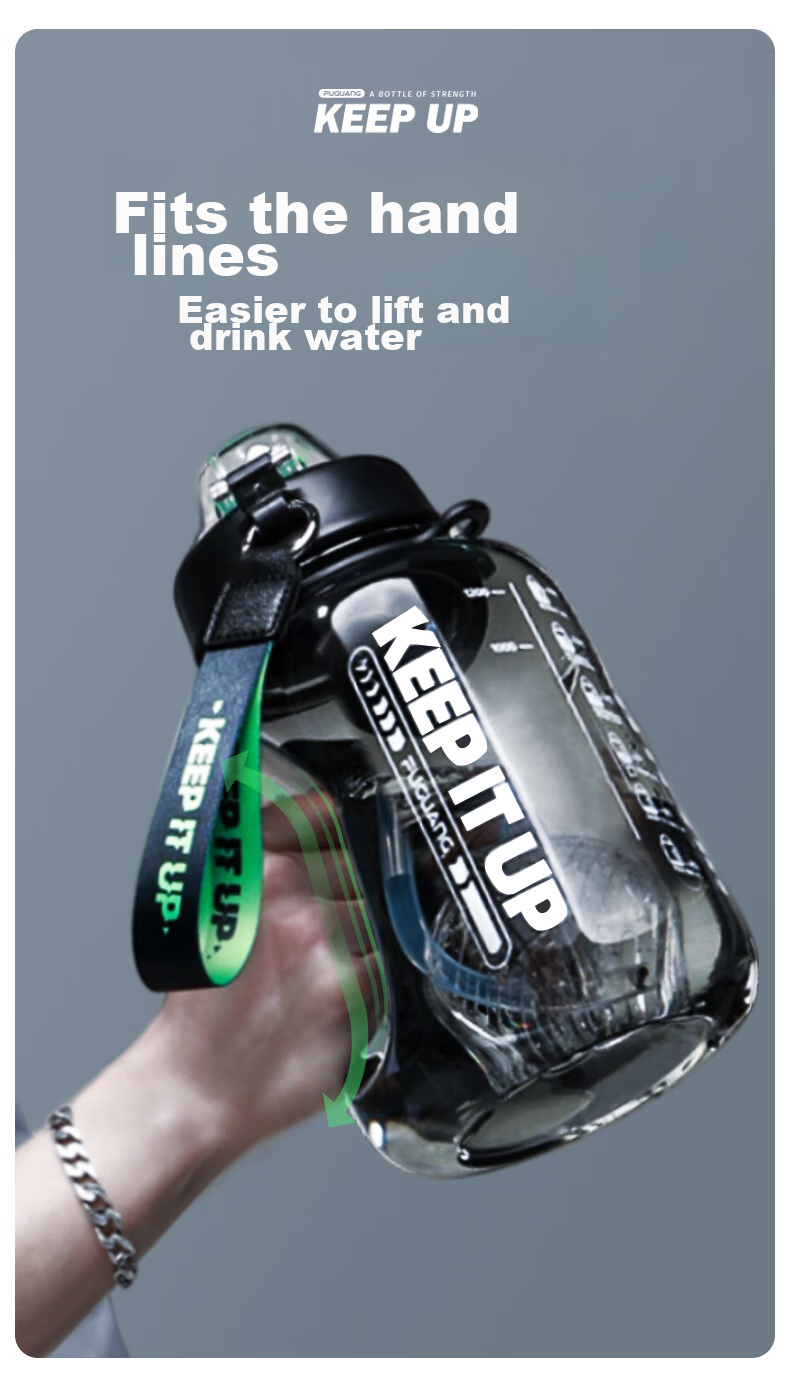 FGA Fuguang Large Capacity Fitness Plastic Water Bottle with Straw, Sports And Student Water Jug, 1.7L 10