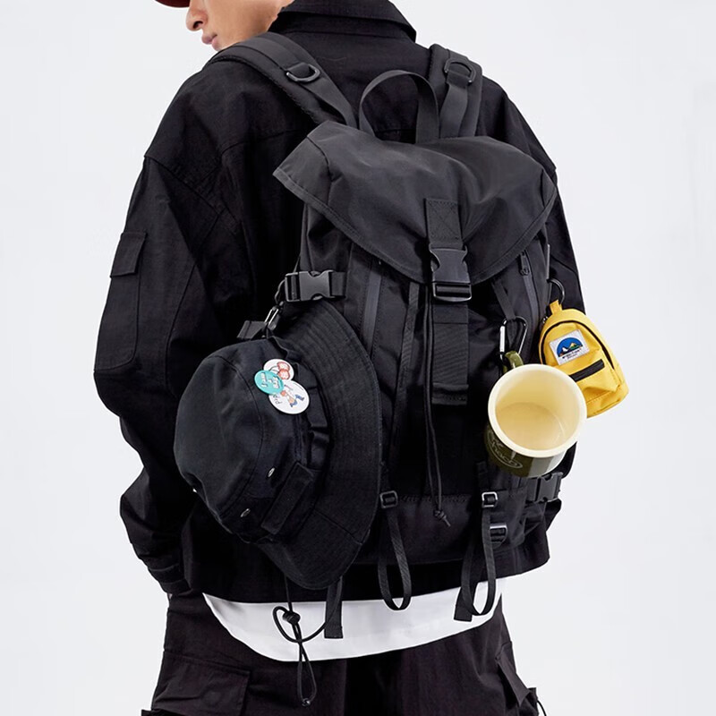 MYEDITION Trendy Backpack Outdoor Travel Water-Resistant Large Capacity Laptop Student School Bag Black Large