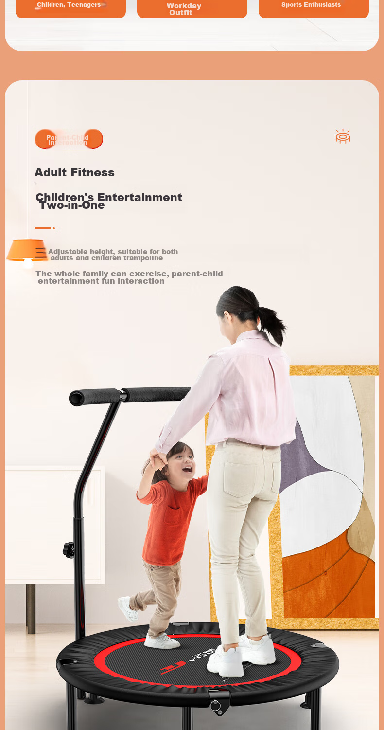 YIJIAN Trampoline for Home Indoor Use, Foldable Spring Training Trampoline, Gym Jumping Bed, Exercise Weight Loss Fitness Trampoline with Handrails 5