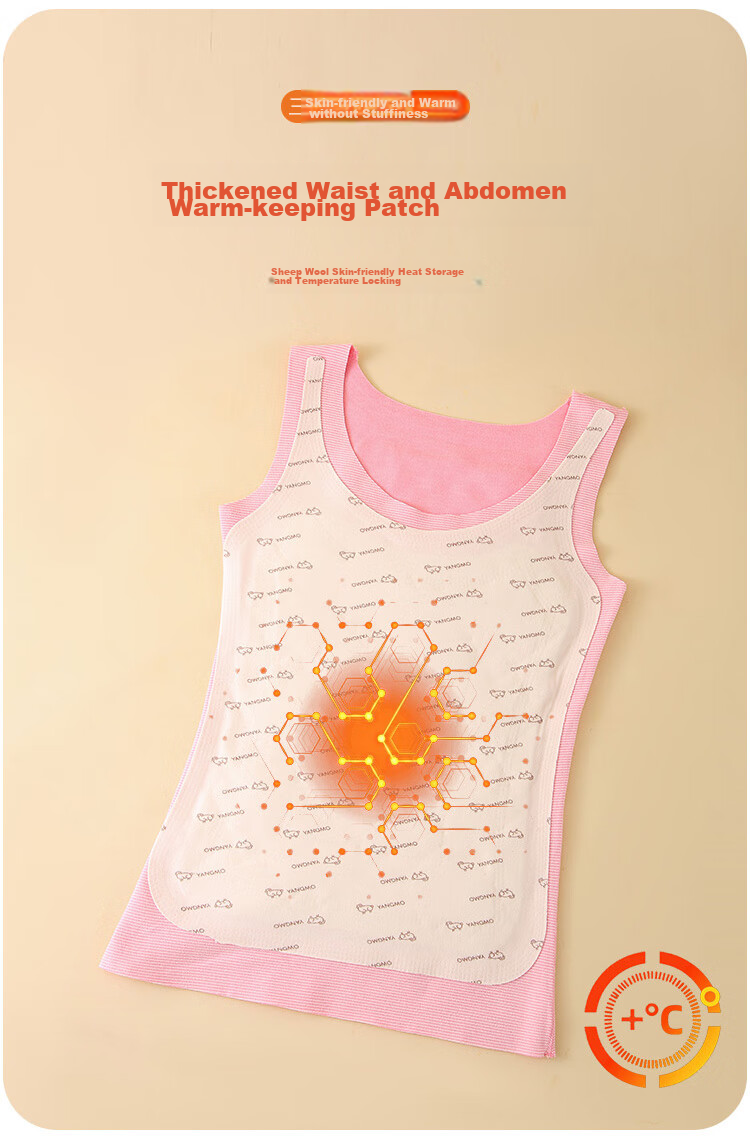 LangSha Children's Wool Thermal Vest for Girls, New Autumn And Winter 2026 Product, Fleece-Lined Thickened 7A Antibacterial Belly Protection Base Layer Baby Vest 9