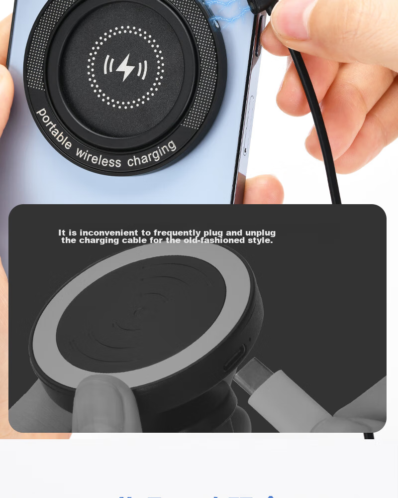 ESCASE MagSafe Magnetic Wireless Charging Stand for IPhone, Two-In Fast Charging Transparent Punk Case for IPhone 15/14/13/12 Pro Max with EarPods, Black 8