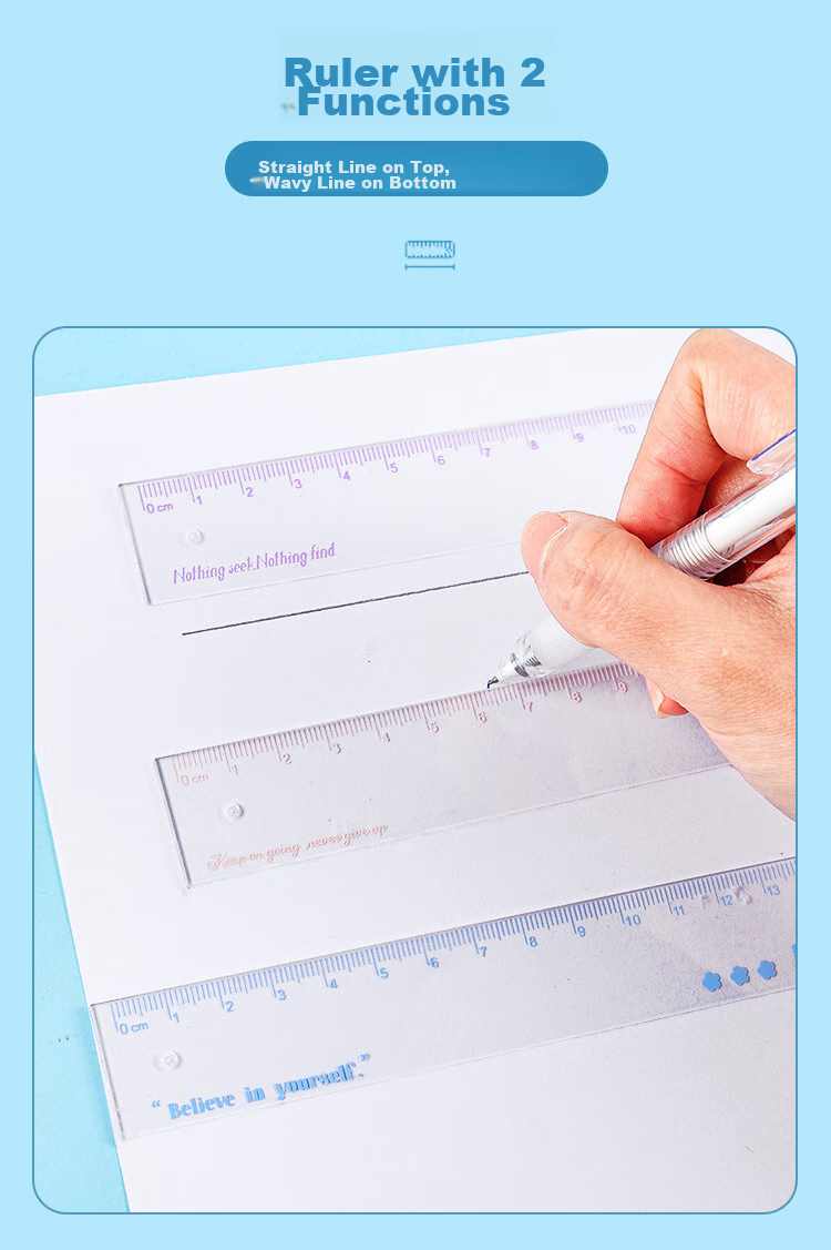 KALRENCAT Stationery Student Exam Drawing Ruler Set: 15cm Straight Ruler + 2 Triangular Rulers + Protractor, 4-Piece Set Recommended for Exams, National Day And Mid-Autumn Festival Gift Package 10