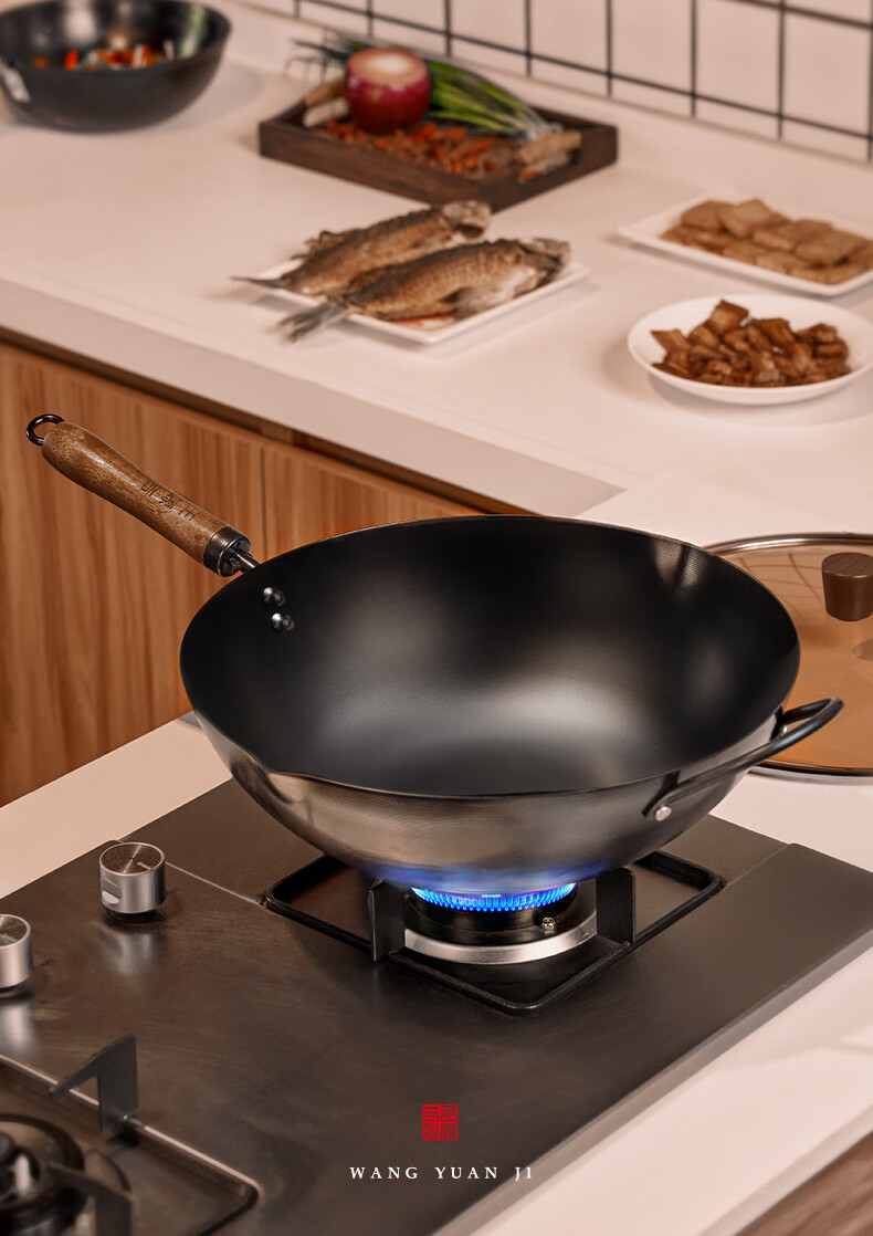 Wang Yuan Ji Cast Iron Wok Non-Coated 30cm Household Gas Stove Compatible Traditional Non-Stick Frying Pan 8
