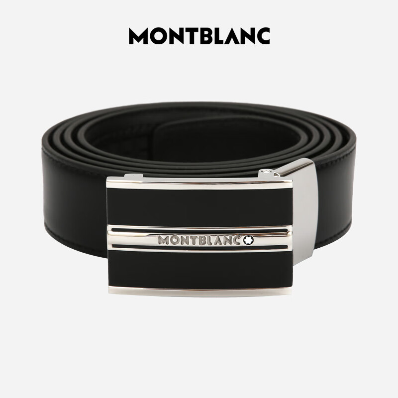 MONTBLANC MONTBLANC Leather Buckle Automatic Buckle Black Single-Sided Belt, 3cm, 118421, Mid-Autumn Festival Gift