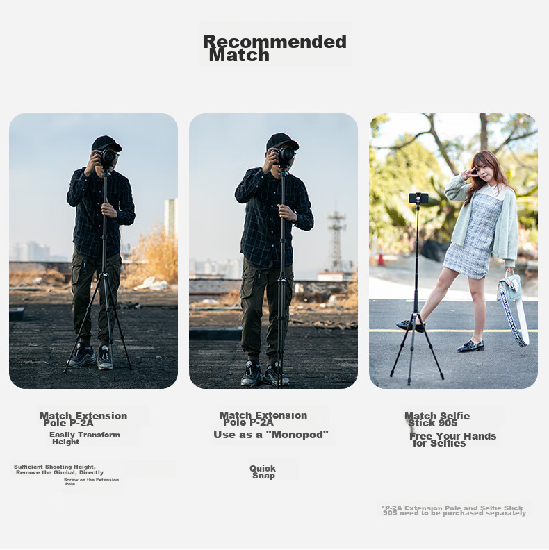 Fotopro P-2+P Carbon Fiber Lightweight Photography And Videography Tripod, Live Streaming Stand, O.49KG/5KG 14
