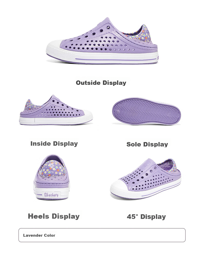 Skechers Girls' Summer Breathable Slip-On Mesh Casual Sandals Holes Shoes 308006L 18