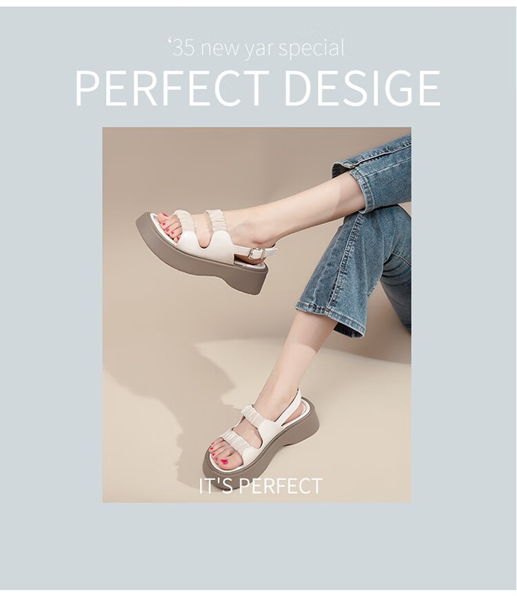 ZHR Roman Sandals for Women, Summer Height-Increasing Slippers, Outdoor Wear, Single-Strap Women's Shoes, 2026 New Style JF10T, Beige, Size 36 12
