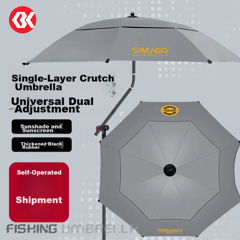 SIMAGO Ximan Du Full Blackout Fishing Umbrella, Cane-Style Omnidirectional Black Umbrella, Sun Protection, Rain Protection, Fishing Umbrella, 1.8 Meters
