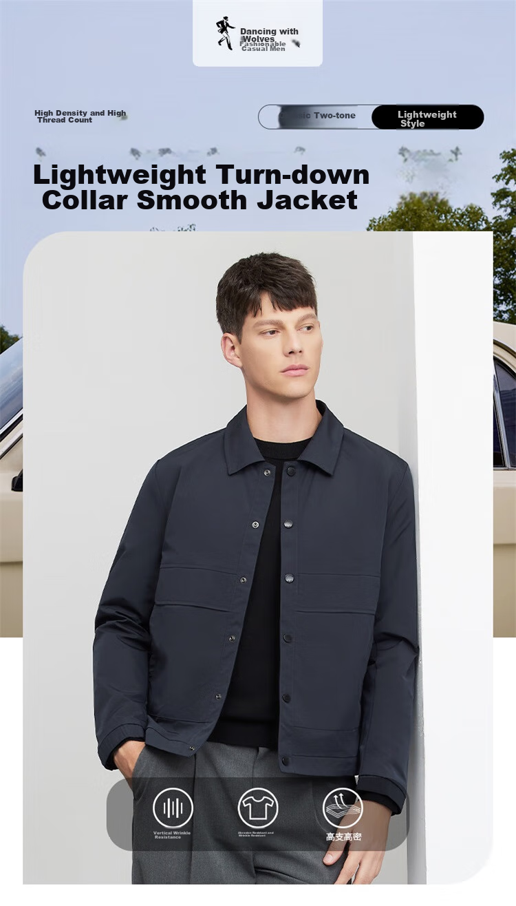 DANCING WOLVES [Windproof And Easy-Care] Comfortable Commuter Executive Jacket for Men, Autumn And Winter Casual Workwear Lapel Versatile Coat 1