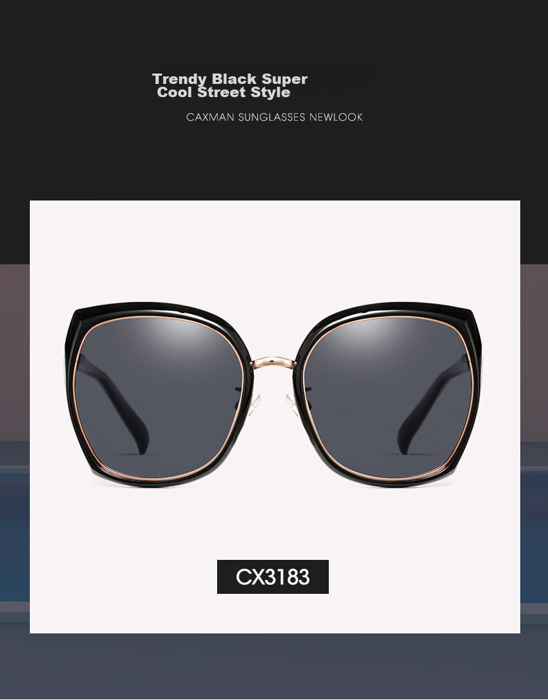 CAXMAN Fashion Cat-Eye Style Sunglasses for Women, Polarized Sunglasses, Casual Face-Flattering Trendy Glasses CX3183 5