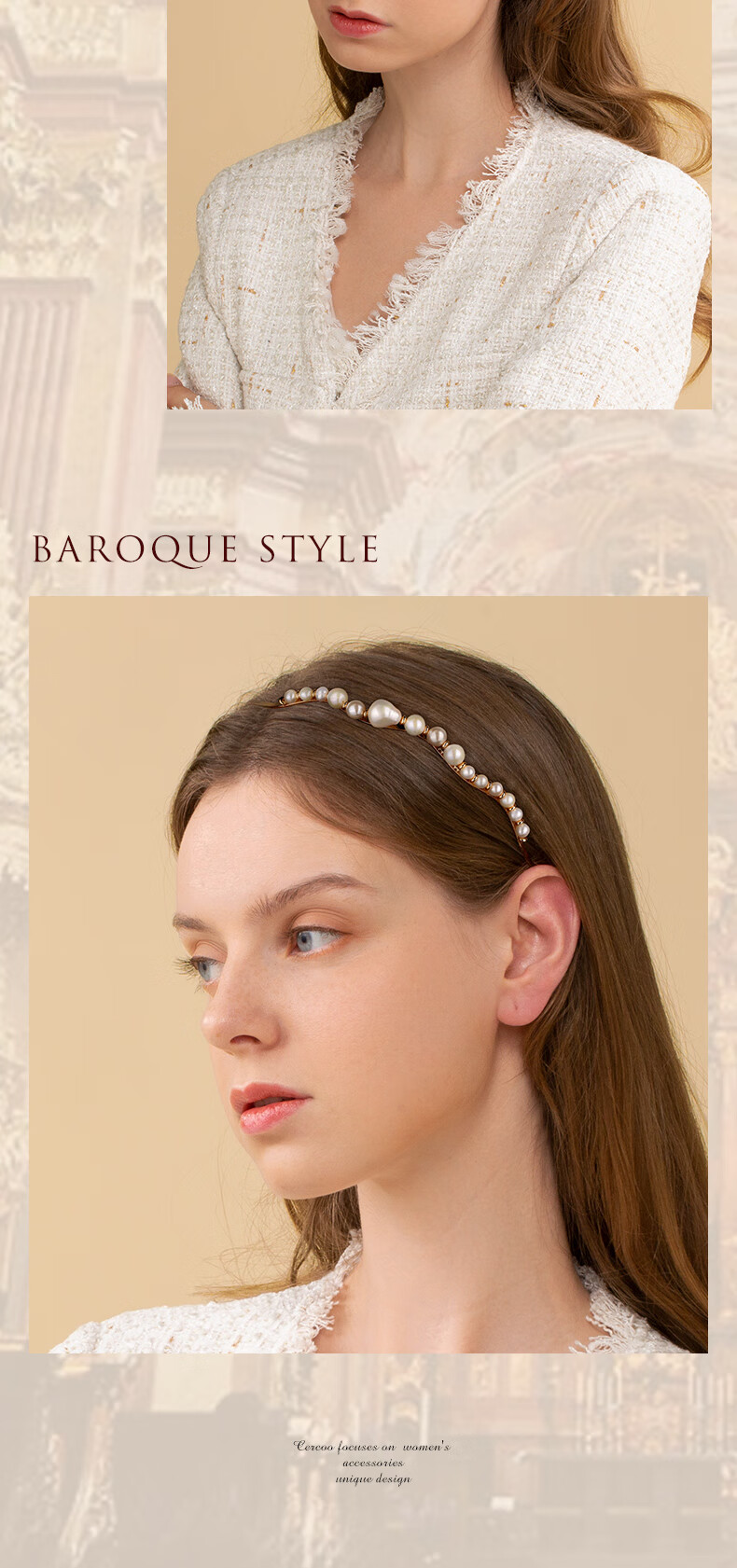 Cercoo Pearl Gift Series High-End Headband, Vintage French Hairpin, Gift Box Set, Mid-Autumn Festival Gift for Wife Or Girlfriend 7