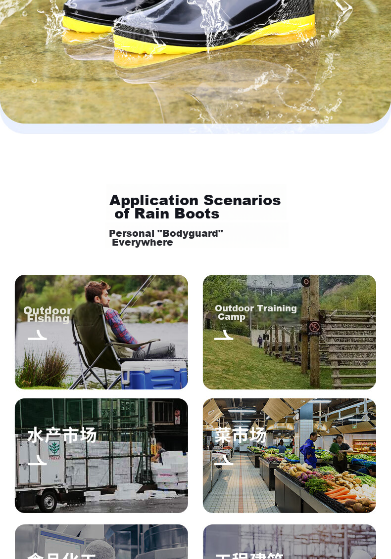 Lanoudun Men's Tall Waterproof Shoes, Outdoor Wear-Resistant Rubber Boots, Non-Slip Rain Boots, Overshoes YX1007 Size 43 2