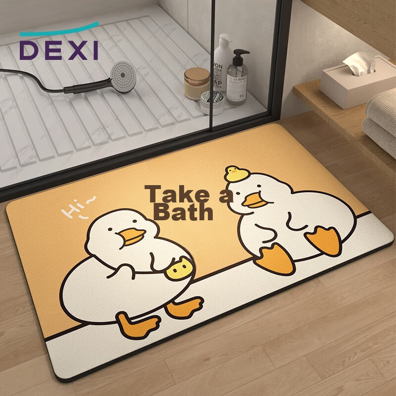 DeXi Bathroom Mat, Cartoon Fun Washroom Bath Mat, Absorbent Non-Slip Mat, 40x60cm