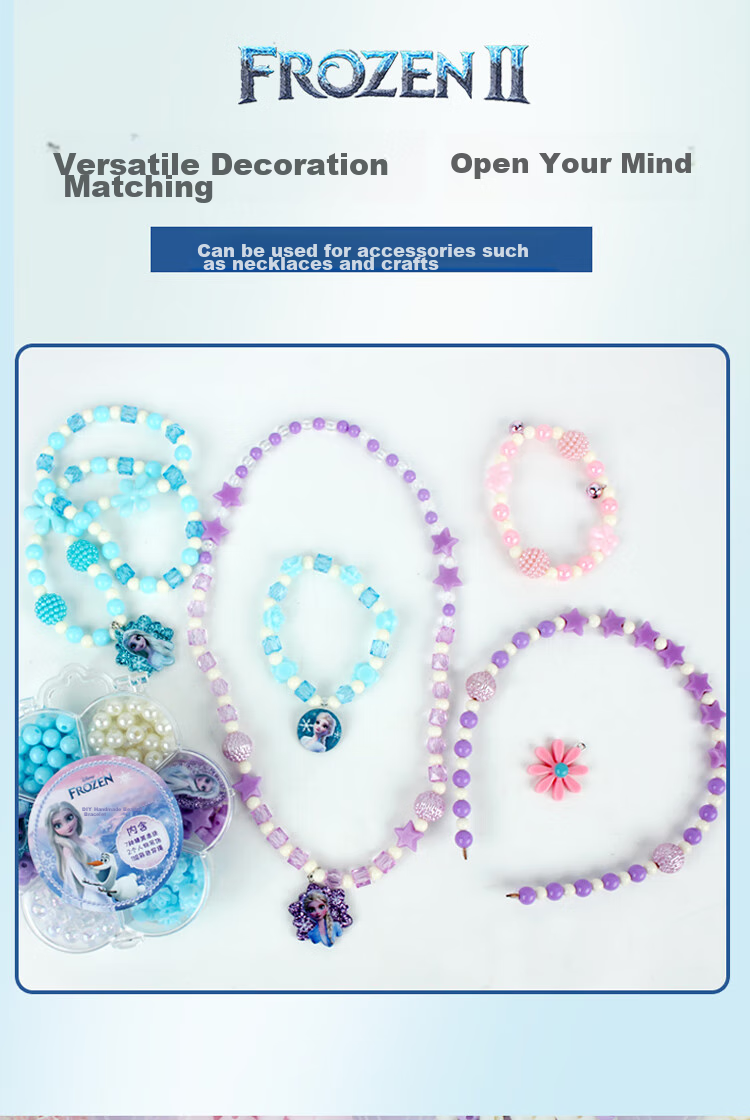 Disney Frozen Elsa Princess Dopamine Beaded Children's DIY Necklace Jewelry, Girls' Pretend Play Toy Gift 8