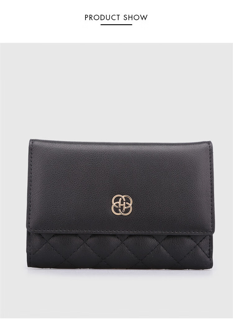 HONGU Women's Leather Wallet, Short Foldable Diamond Pattern Coin Purse, Small Pouch, Birthday Gift for Girlfriend 7