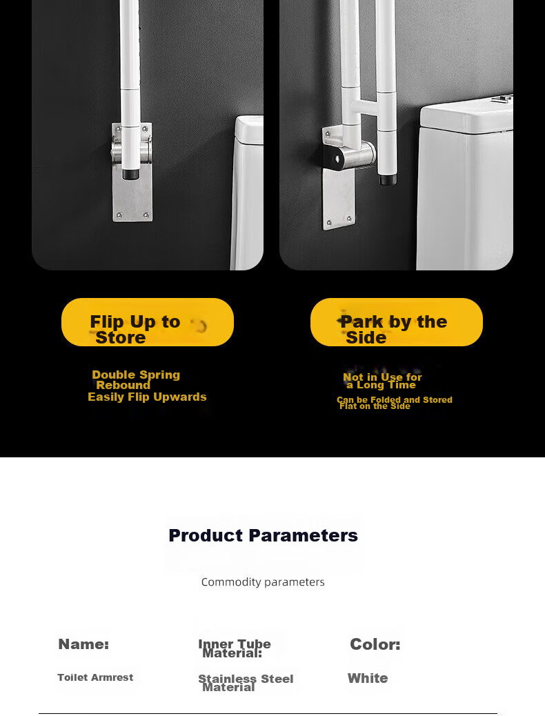 Muvi Barrier-Free Bathroom Toilet Grab Bar, Elderly Safety Handrail, Specialized for Bathrooms And Toilets, Anti-Fall Lifting Aid 10
