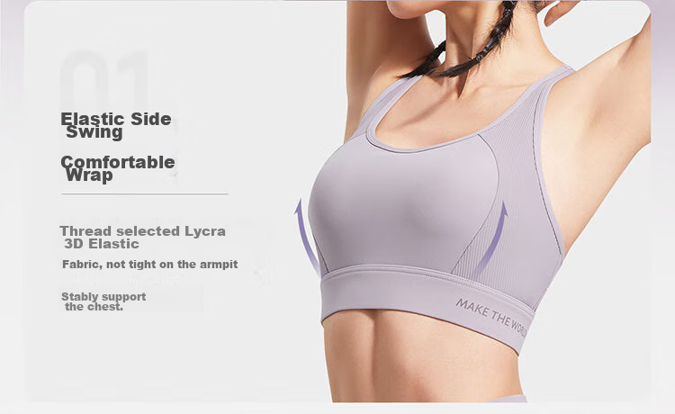 Keep High-Intensity Sports Bra, Anti-Sagging, Side Support, Training Bra for Running, Summer Wear, Shock-Absorbing, Milkshake Purple, XL 8