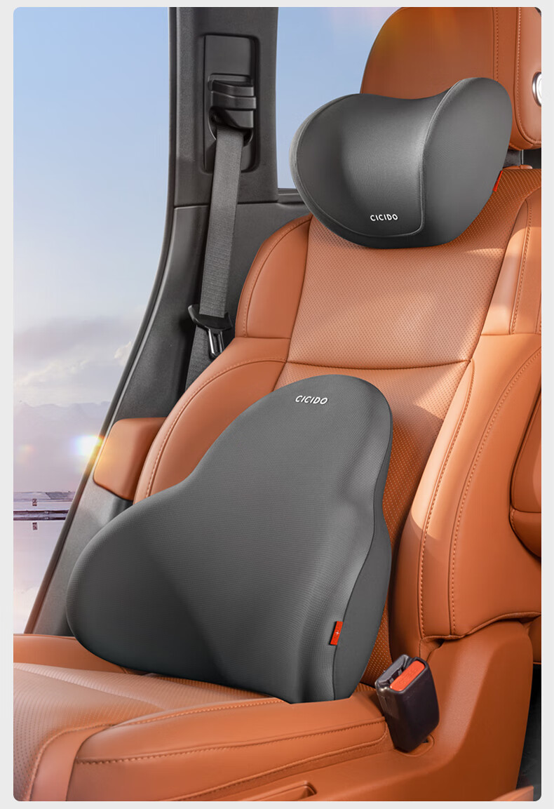 CICIDO Car Headrest, Summer Lumbar Support Set, Neck Pillow for Vehicles, Seat Cushion, Driving Waist Protector, Tesla 19