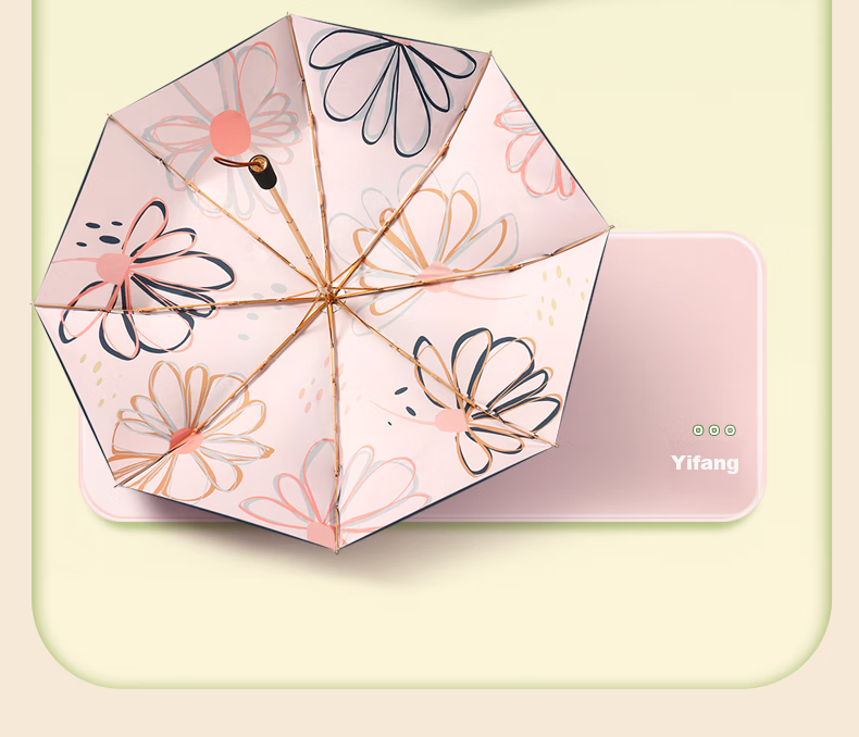MAYDU Umbrella, Three-Fold Titanium Silver Double-Layer Sunshade, UV Protection for Women Students, M3111 Tengju 3