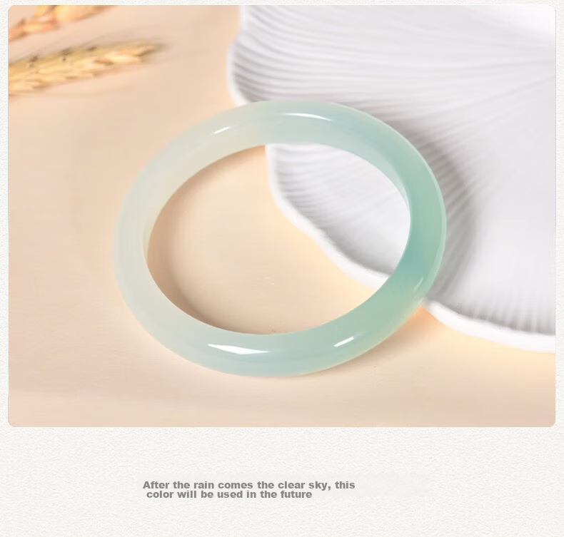 Jingying [Premium Grade] Jade Bangle for Women, Ice Jade Chalcedony Green Semi-Mountain And Semi-Water Agate Bracelet, Birthday Gift for Wife 3