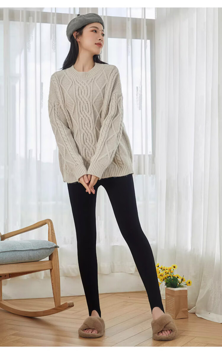 LangSha Thermal Leggings, 100% Golden Silk, Women's Warm Pants for Autumn And Winter, Fleece-Lined High-Waist Extra Thick Anti-Cold Tights for Northeast China 25