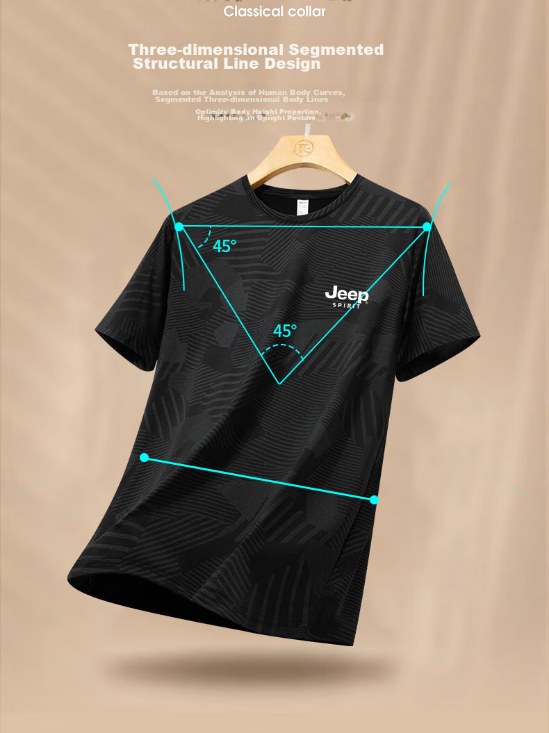 JEEP SPIRIT Ice Silk Short-Sleeve T-Shirt for Men, Summer Casual Half-Sleeve Top, Round Neck Outdoor Quick-Dry Lightweight, White, 2XL 8