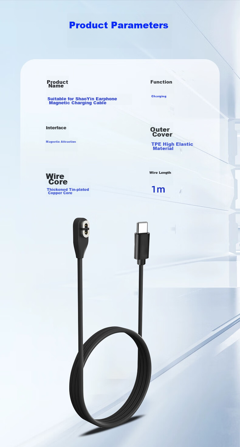 Chaofan Compatible with Shao Yin Bone Conduction Headphones Type-C Charging Cable AS800/S810/S803/AS811 Wireless Bluetooth Sports Earphones Charger Magnetic Charging Cable 9