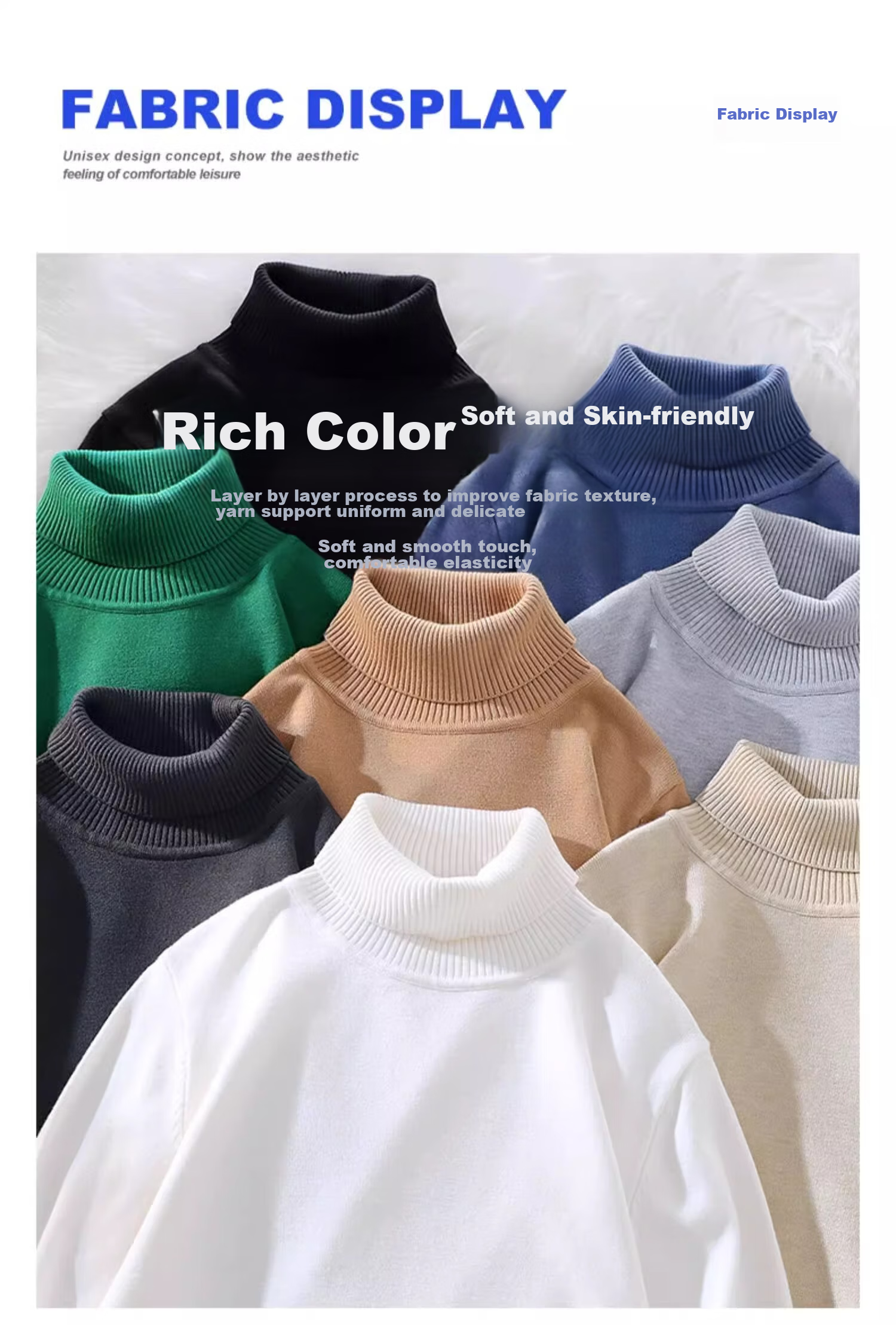 GENIOLAMODE Men's Turtleneck Sweater, Winter Simple Inner Layer Warm Base Knit Sweater, Khaki, XL 11