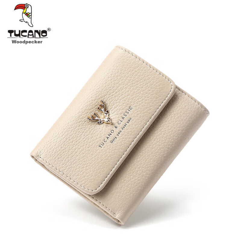 TUCANO Ladies' Wallet, Short Style, Two-Fold, Sweet And Elegant, Two-Layer Cowhide, Slim Purse, Practical, Birthday Gift for Wife on May 20