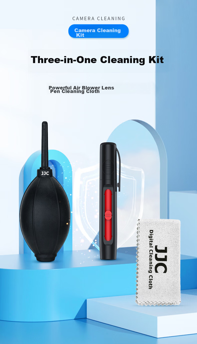 JJC Camera Cleaning Kit: Lens Cleaning, Air Blower, CMOS Sensor Cleaning Swab, Eyeglass Cloth, Lens Paper, Wet Wipes, Lens Pen, Cotton Swabs, Cleaning Solutio 1