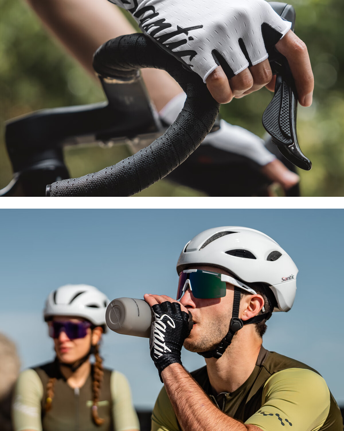 Sendike Spring And Summer Cycling Gloves, Road Bike Short Finger Gloves [Wanxiang], White, XL 1
