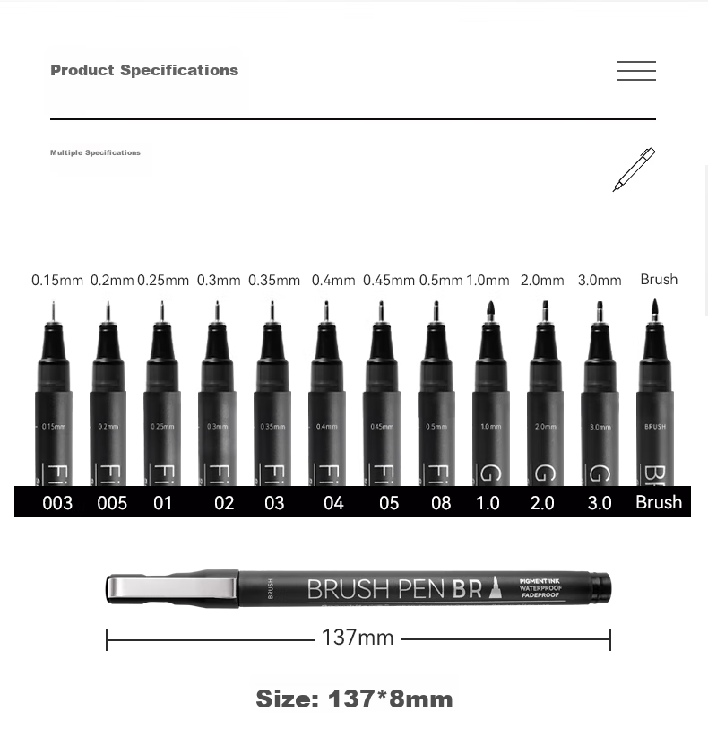 Snowhite Needle-Tip Pen, Waterproof Drawing Pen, Art Design Outlining Pen, Comic Pen, Sketching Pen, Specialized for Quick Sketches, Line Drawing Pen, Manga-Specific Set of 5 Pens 9