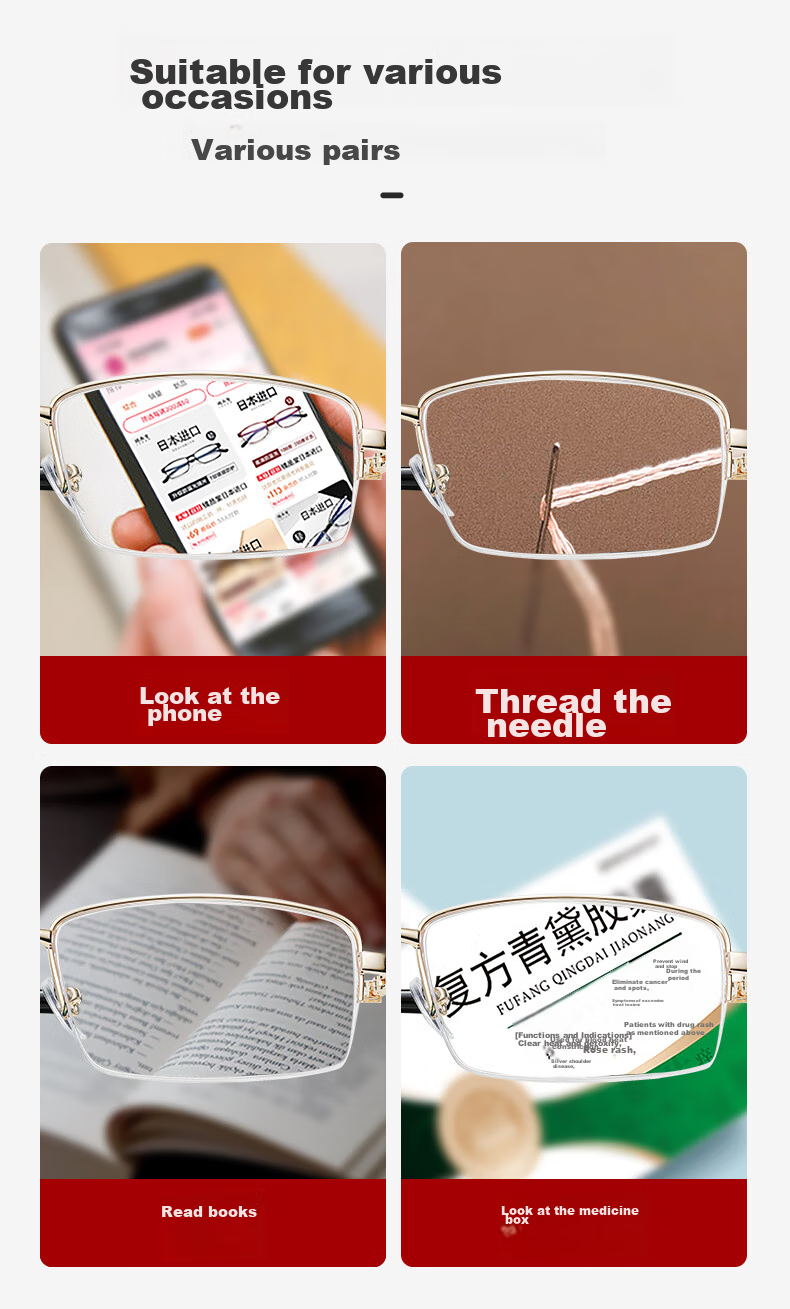 Jingpintang Reading Glasses, High-Definition Coated Semi-Rimless Metal Presbyopic Glasses for Men And Women, Sold by JD Flagship Store, Authentic Product, 100 Degrees 8