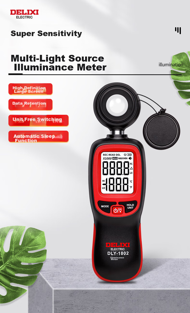 DELIXI ELECTRIC Illuminance Meter, Light Measurement Instrument, High-Precision Luminous Flux Tester, Brightness Meter, Light Meter, Measuring Instrument, Separate Type 3