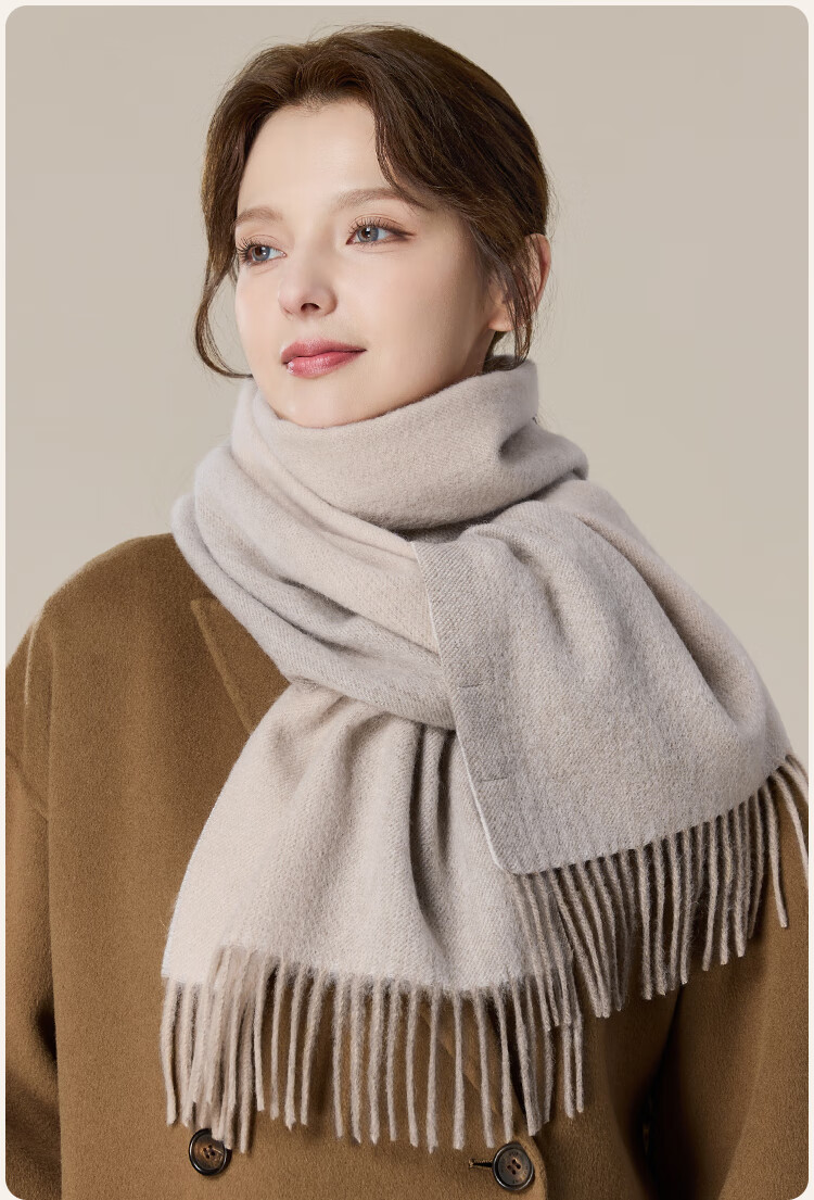 JIUMU Pure Wool Scarf for Women, Autumn And Winter Neck Warmer, Ladies' Warm Shawl, Gift for Girls on National Day Or Birthday, Comes with Gift Bag 23