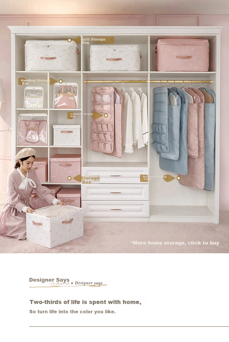 EACHY Quilt Storage Bag Moving Packing Bag Clothes Bedding Moisture-Proof Anti-Mold Love Pink XXL:63*48*35 1