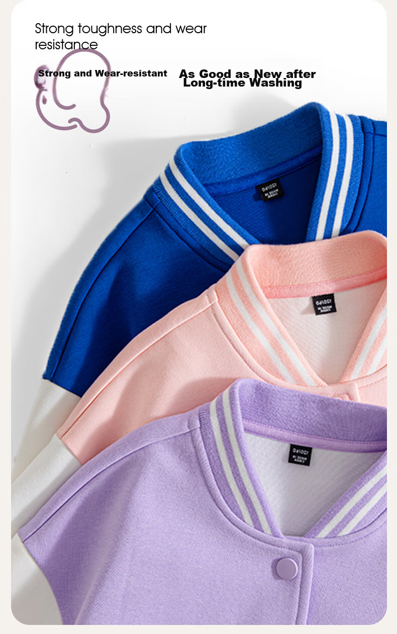 Baleno Girls' Outfit Set, Spring And Autumn 2025 Style, Casual Children's Clothing, Baseball Jacket, Thin Children's Autumn Wear, Sportswear Two-Piece Set 6