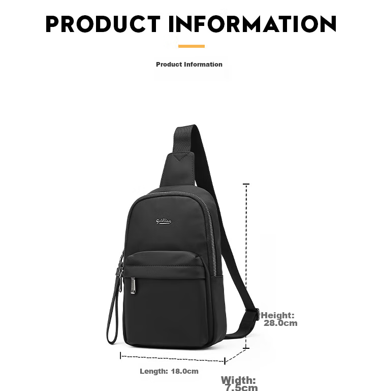 Goldlion Chest Bag, Fashionable Casual Crossbody Bag, Large Capacity Men's Bag, Lightweight And Durable Shoulder Bag, Birthday Gift 10