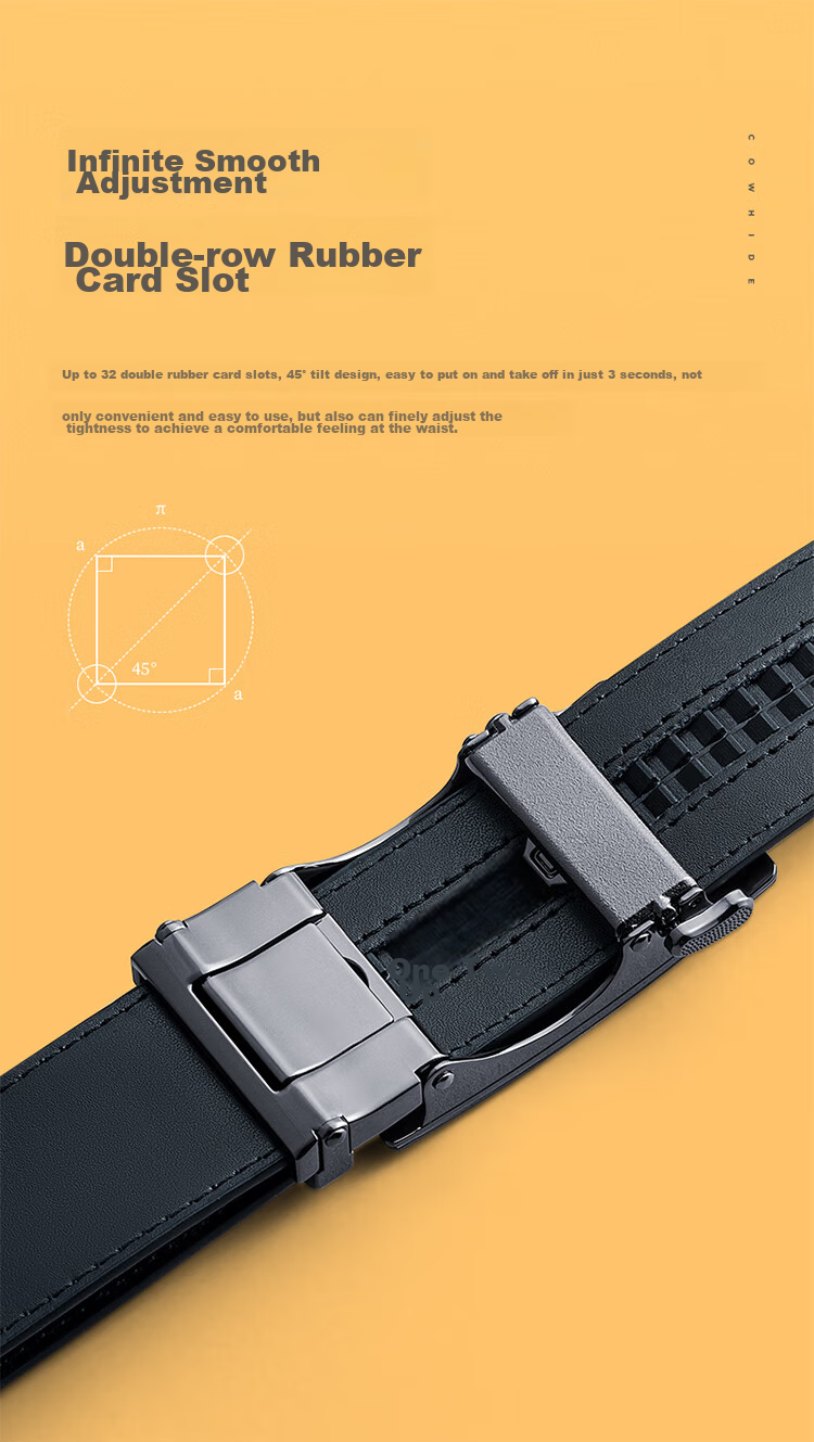 HLA Men's Belt with Automatic Buckle, Genuine Leather Business Waistband, Fashionable Birthday Gift for Young Men And Boyfriends 9