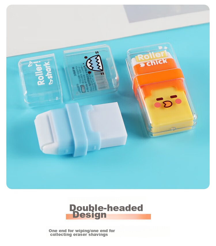 M&G Roller Eraser, Clean without Leaving Marks, Low Residue, Double-Sided Eraser, Creative Cartoon Cute Design, Random Colors, Pack of 5, AXP963GX 4