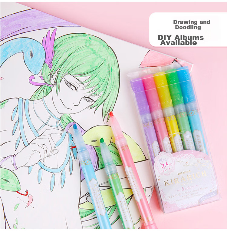 ZEBRA Crystal Bright Highlighter, Colored Marker Pen, Kirarich Series Student Marker, WKS18, Blue 3