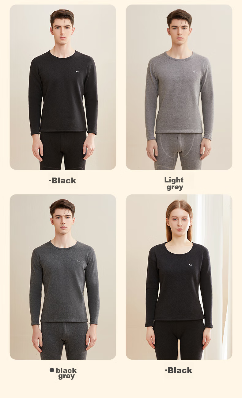 MiiOW [Thick Cashmere] Men's Thermal Underwear, Fleece-Lined Knee Protection, Autumn Cotton Top And Pants Set, Cold-Resistant for Fall And Winter Seasons 27