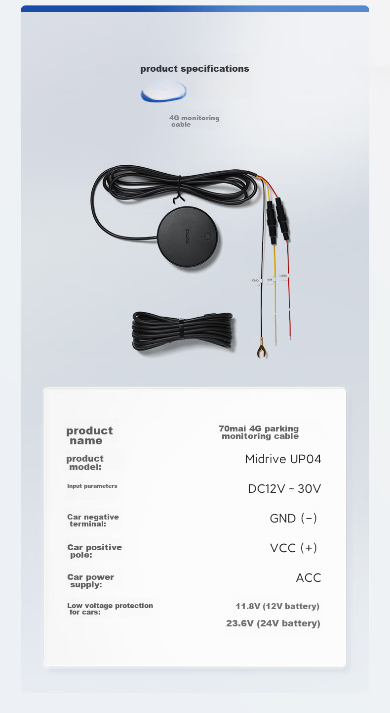 70Mai 70MAI 4G Parking Monitoring Cable, Low Voltage Protection [Specifically for X800/M800/A810 Series] 11