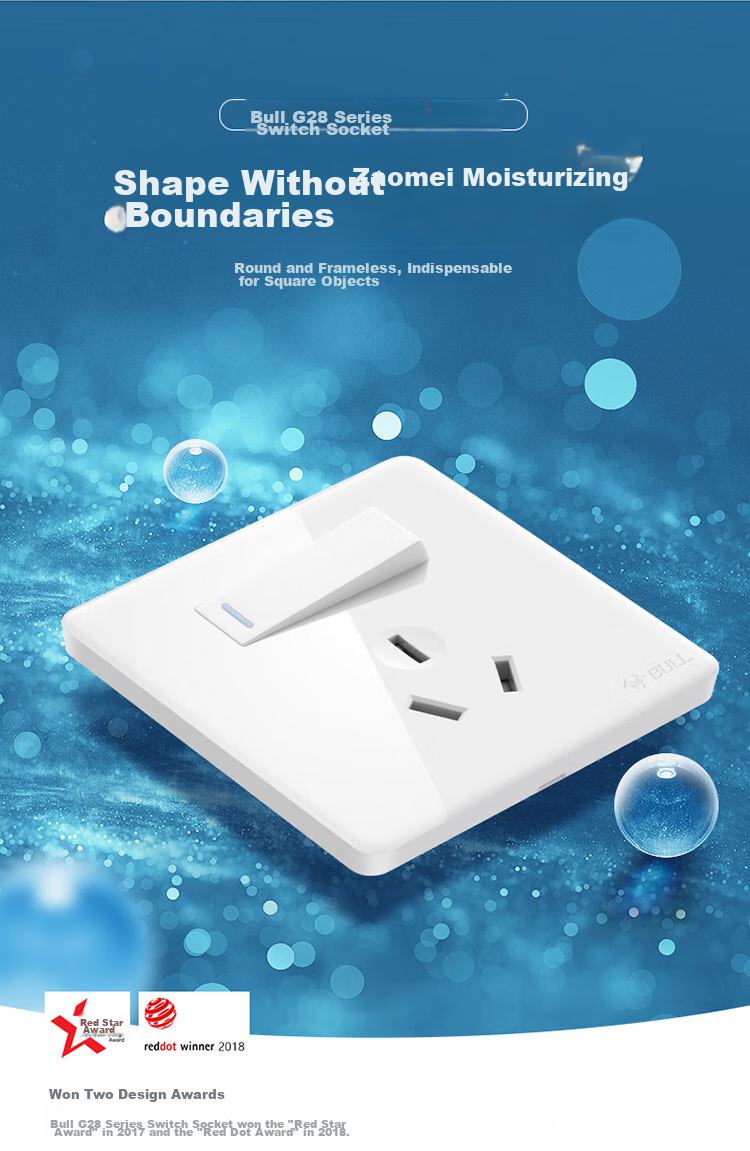 BULL Switch Socket G28 Series, 16A Switch Socket with 86-Type Socket Panel, G28E204AS, Pearl White 3