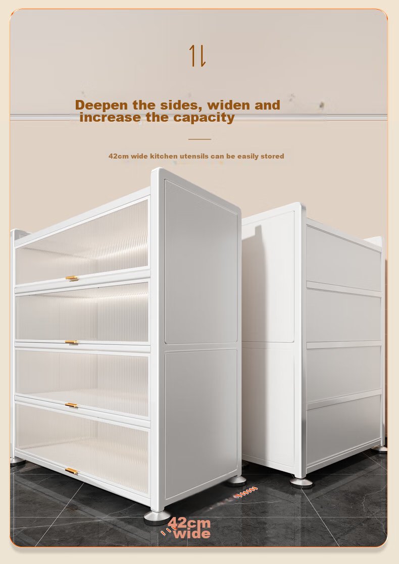 Jiabangshou Kitchen Utensil Storage Rack, Floor-Standing Microwave Oven Organizer, Multi-Layer Dustproof Storage Cabinet, Multifunctional Cupboard, Length 80cm 6